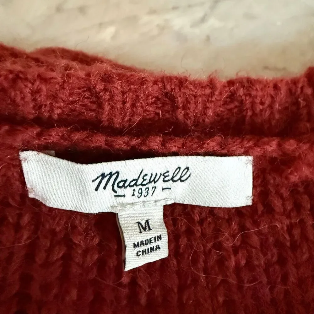Madewell Firelight Cable Knit Pullover Sweater in a wool and alpaca blend size M